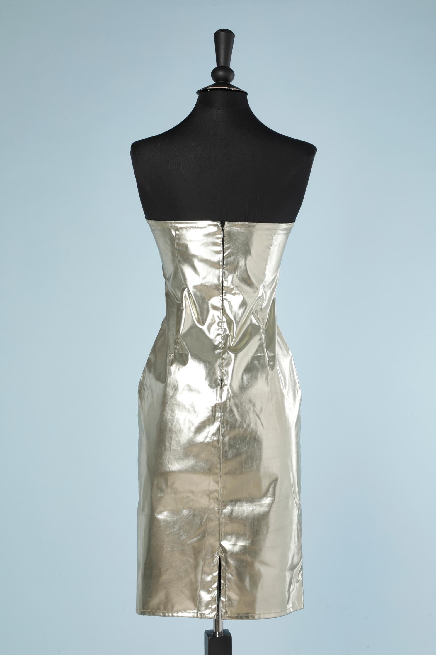 Women's or Men's Gold bustier dress in coated fabric D&G by Dolce & Gabbana For Sale
