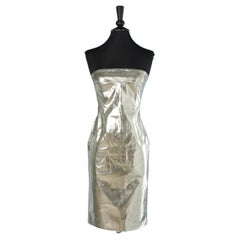 Gold bustier dress in coated fabric D&G by Dolce & Gabbana 