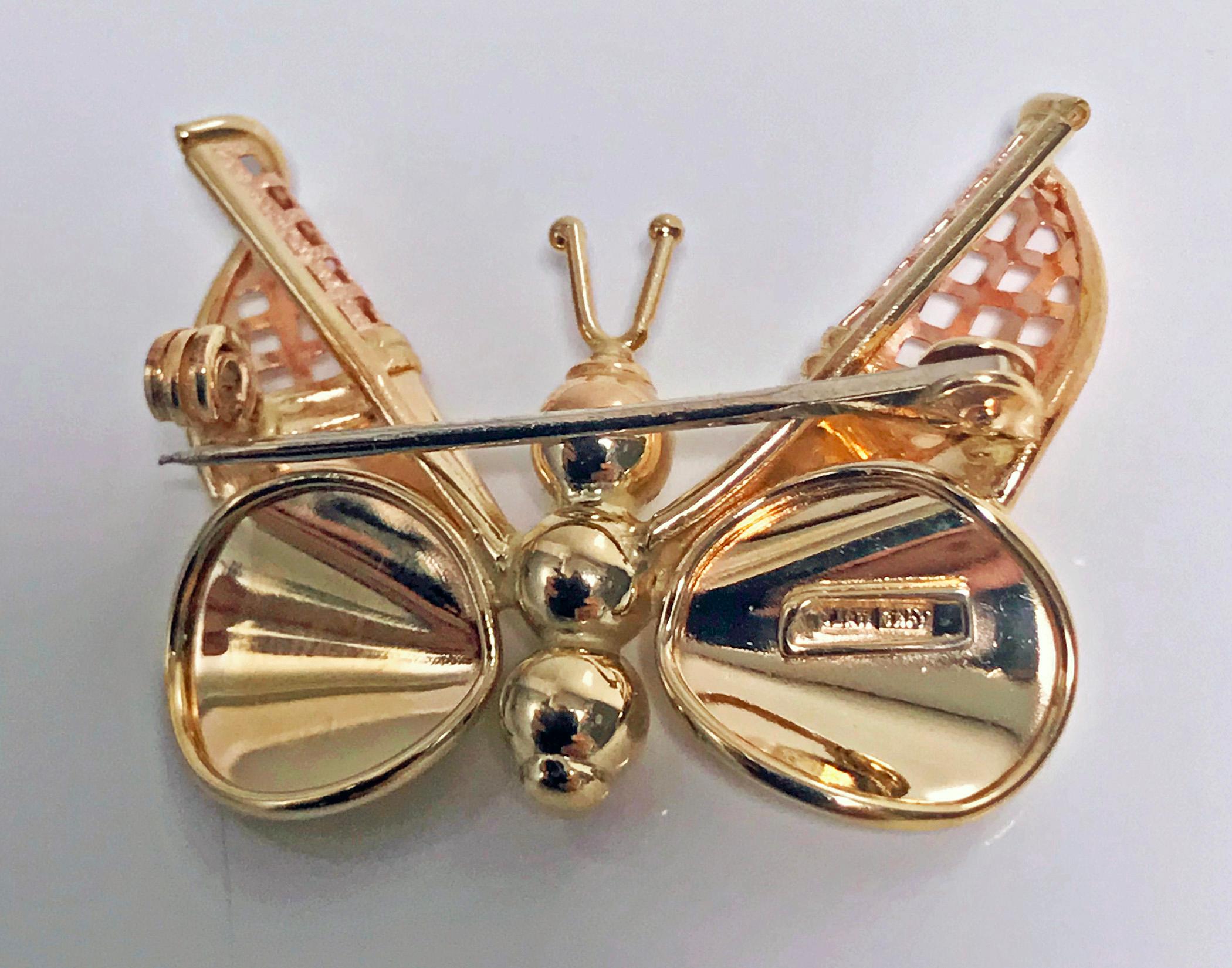 Women's or Men's Gold Butterfly Brooch Italy, 20th Century