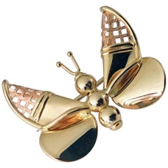 Gold Butterfly Brooch Italy, 20th Century