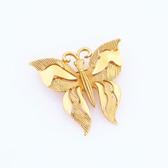 Gold Butterfly Figural Brooch By Crown Trifari, 1960s