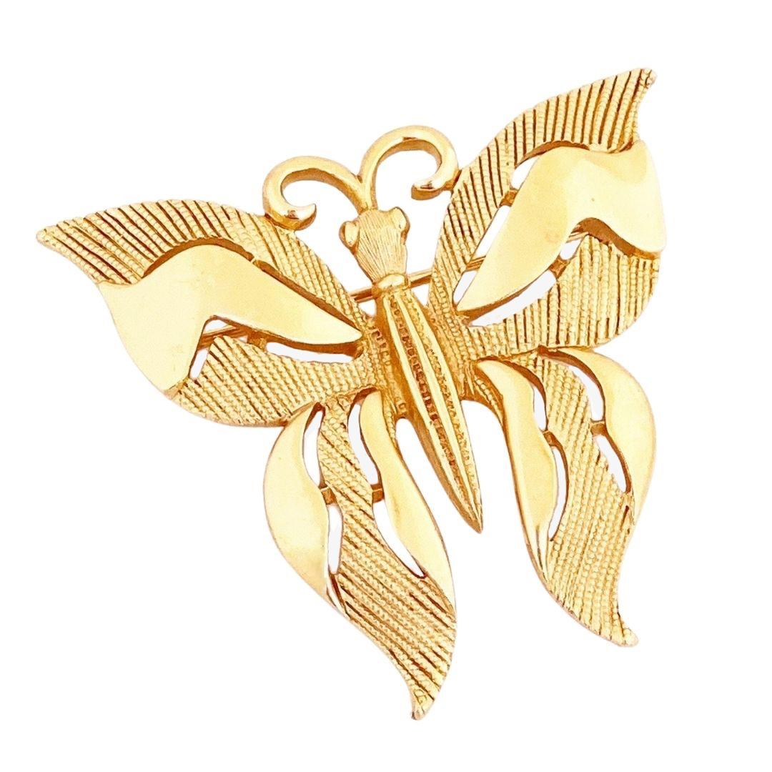 Gold Butterfly Figural Brooch By Crown Trifari, 1960s