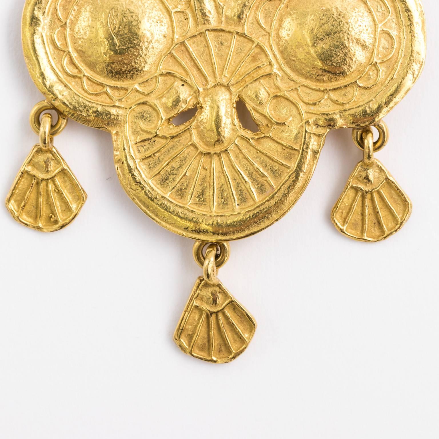 Gold Byzantine Style Earrings For Sale 8