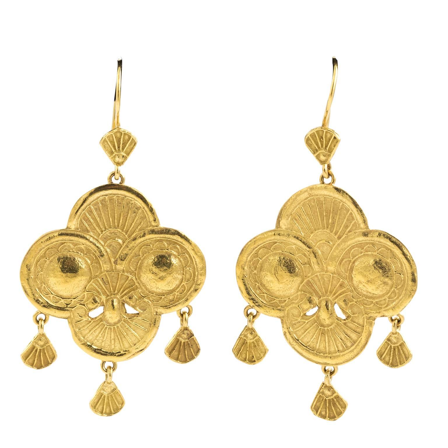 Gold Byzantine Style Earrings For Sale