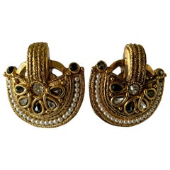 Gold Byzantine-Style Pearl Statement Earrings