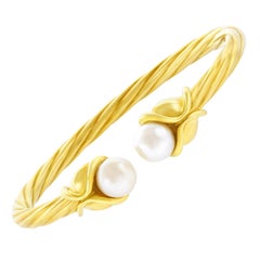 Gold Cable Twist Bangle by Mayors