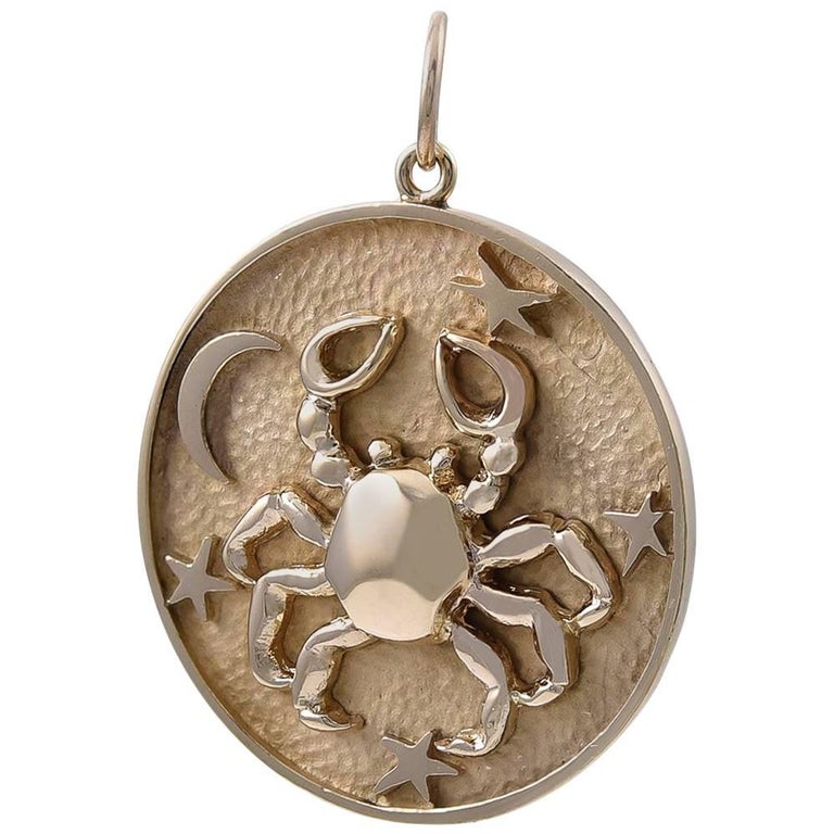 Gold Cancer Astrological Charm/Pendant For Sale at 1stDibs