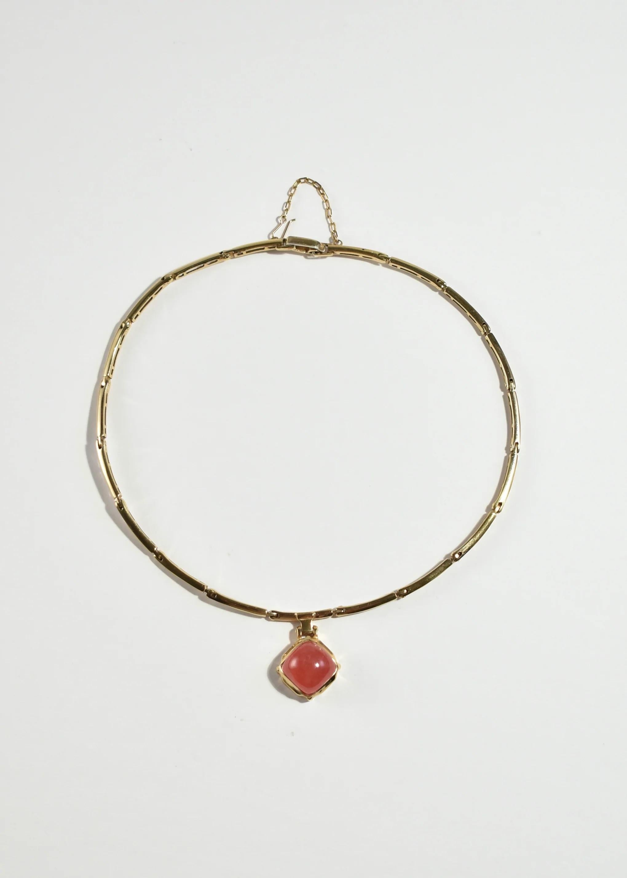 Cabochon Gold Carnelian Collar Necklace