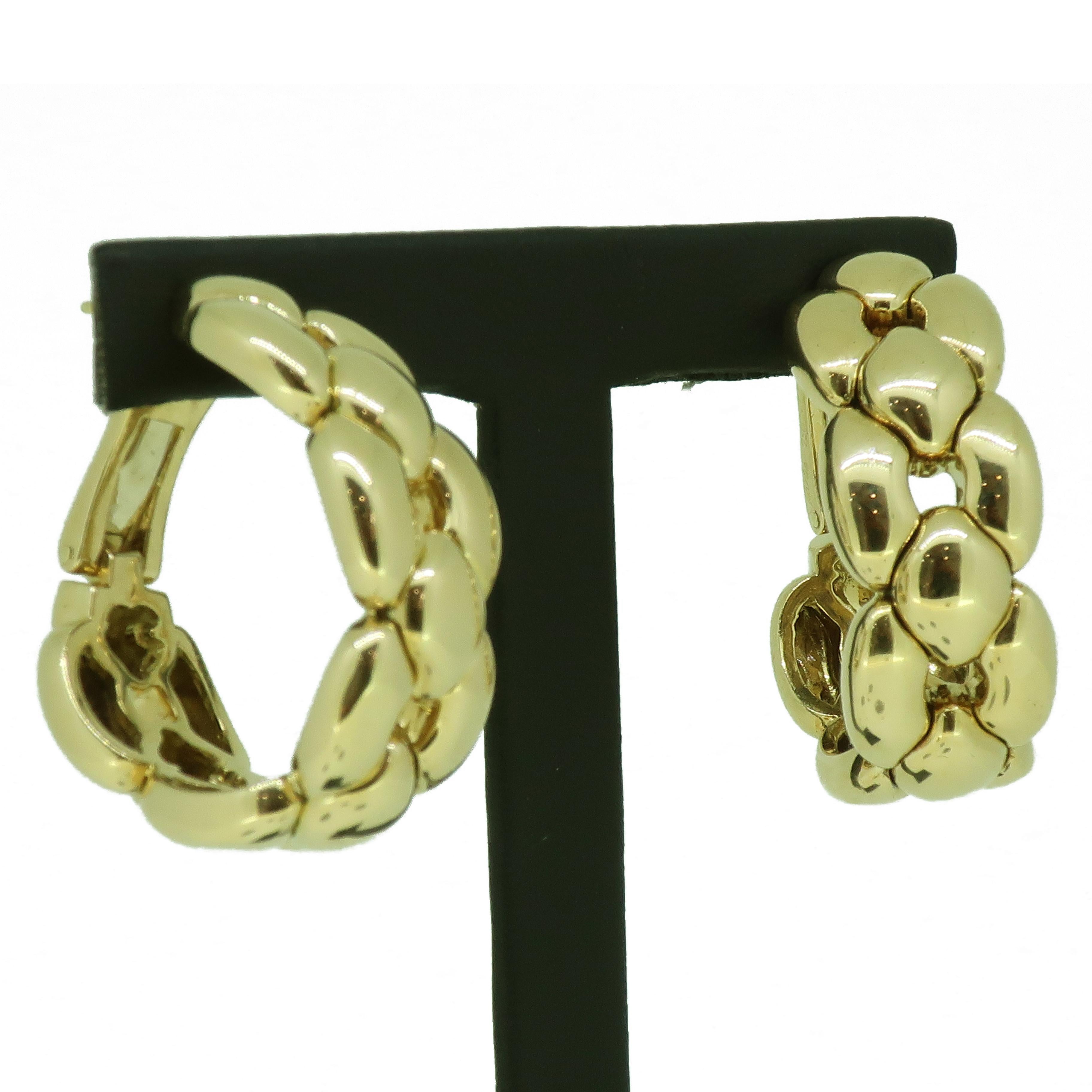 Gold Cartier Chain Link Large Hoop Earrings 18 Karat Yellow Gold, 1992 2