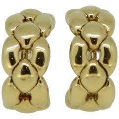 Gold Cartier Chain Link Large Hoop Earrings 18 Karat Yellow Gold, 1992