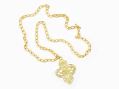 Gold Cartier Cross Pendant on Chain