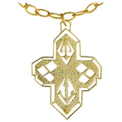 Gold Cartier Cross Pendant on Chain