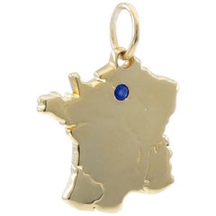 Vintage Gold Cartier France Map Charm