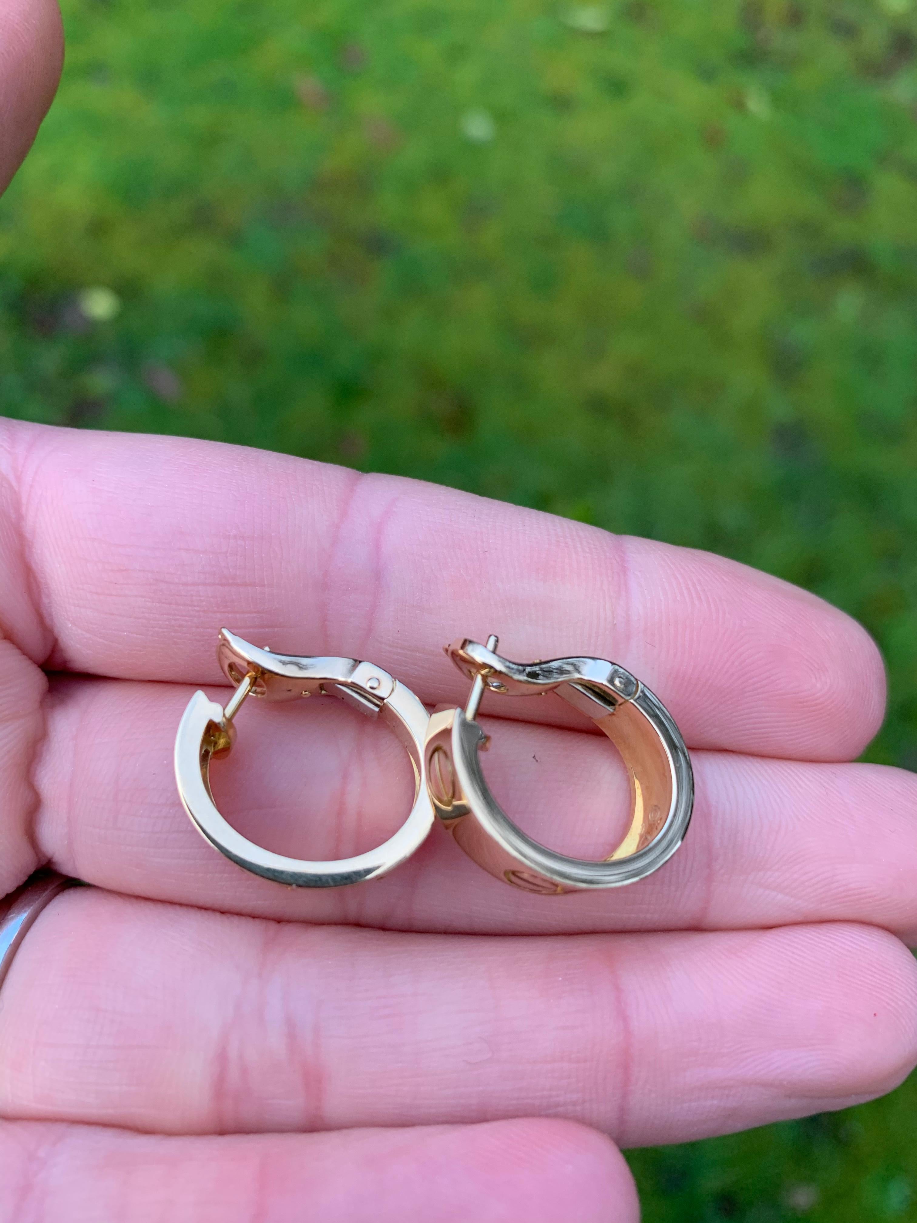 Gold Cartier 'Love' Hoop Earrings 18 Karat Yellow For Sale 5