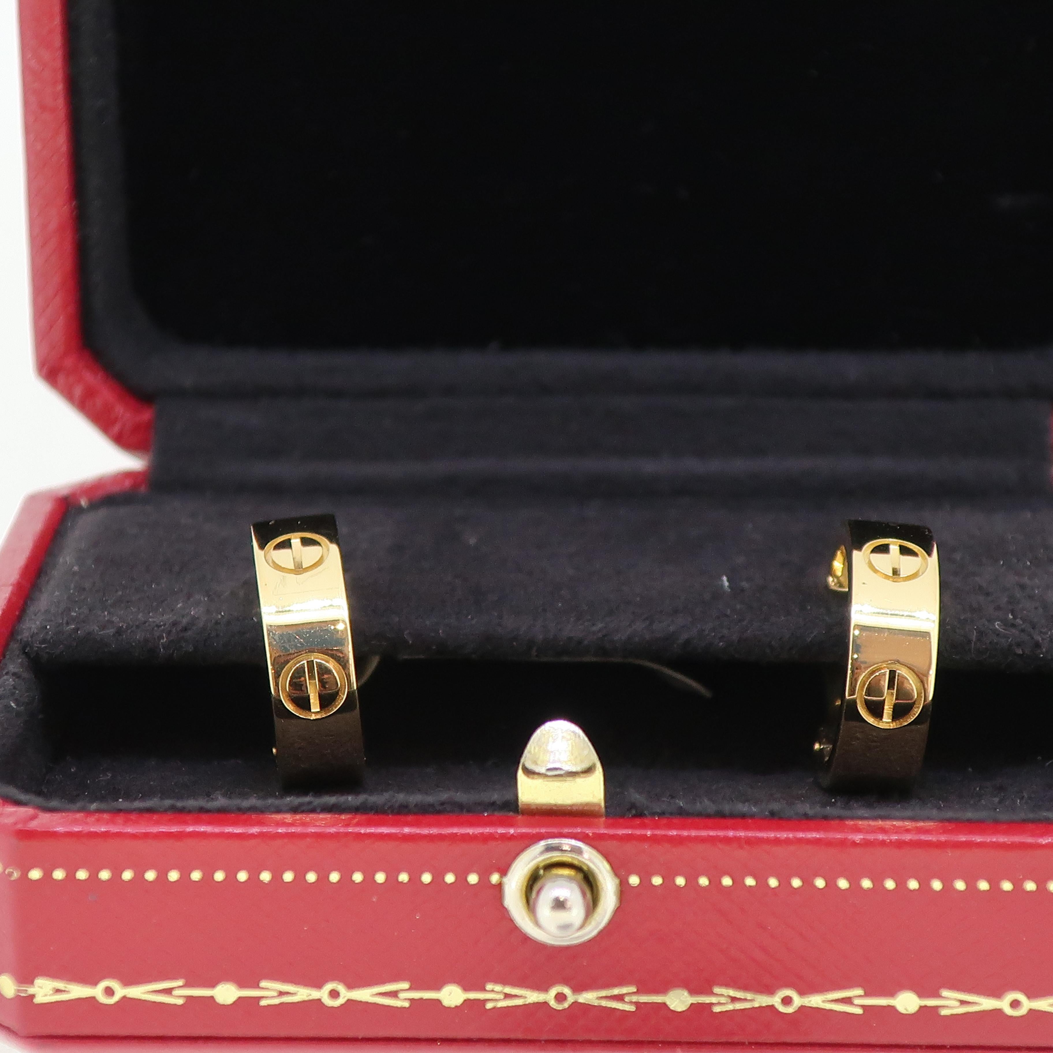 Contemporary Gold Cartier 'Love' Hoop Earrings 18 Karat Yellow For Sale