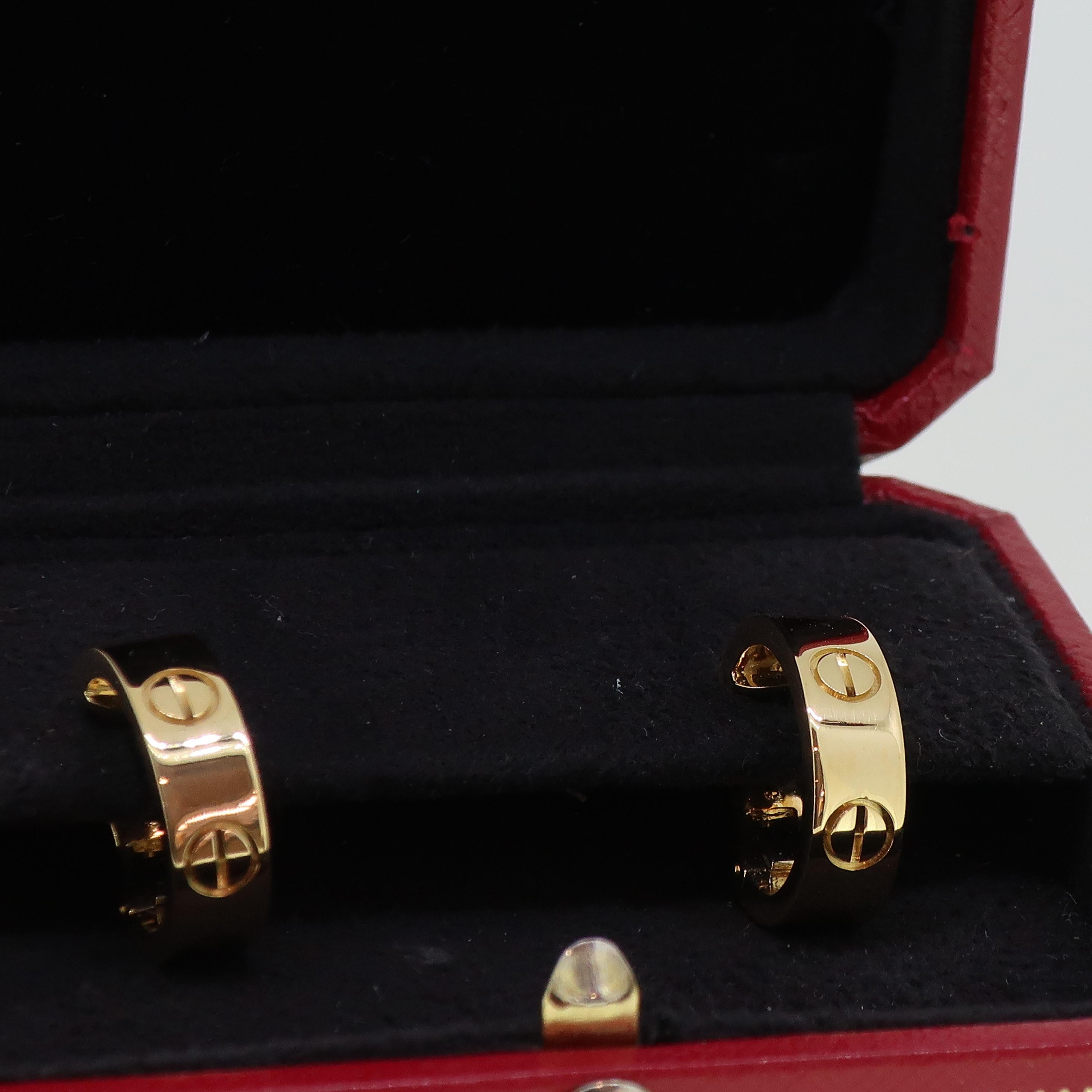 Gold Cartier 'Love' Hoop Earrings 18 Karat Yellow For Sale 1