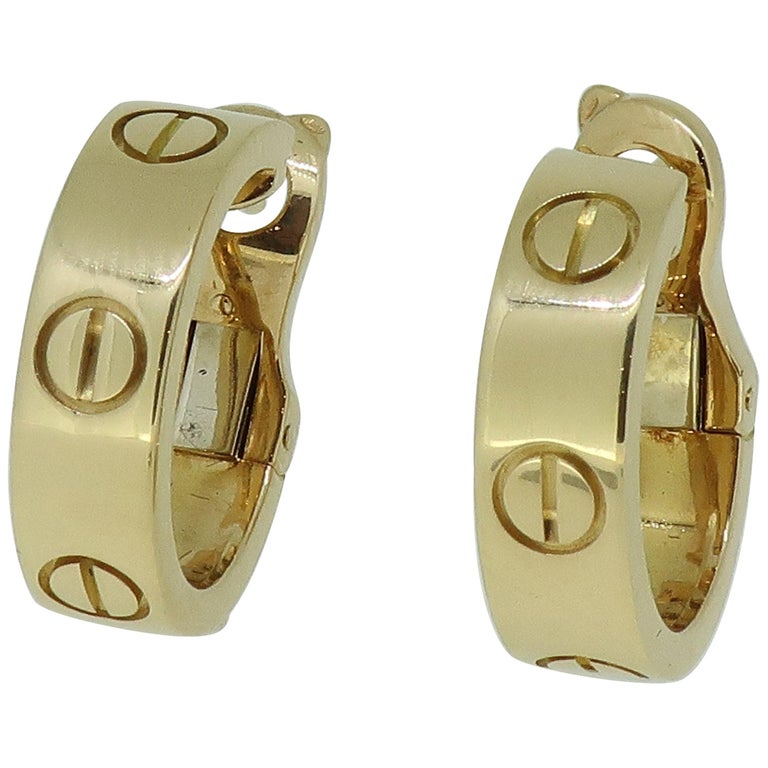 Gold Cartier Love Hoop Earrings 18 Karat Yellow For Sale At 1stdibs