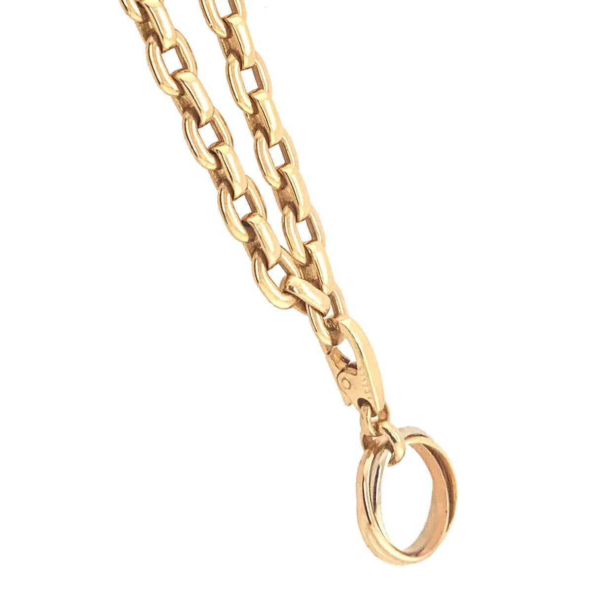 Women's or Men's Gold Cartier Trinity Charm Link Bracelet and Charm