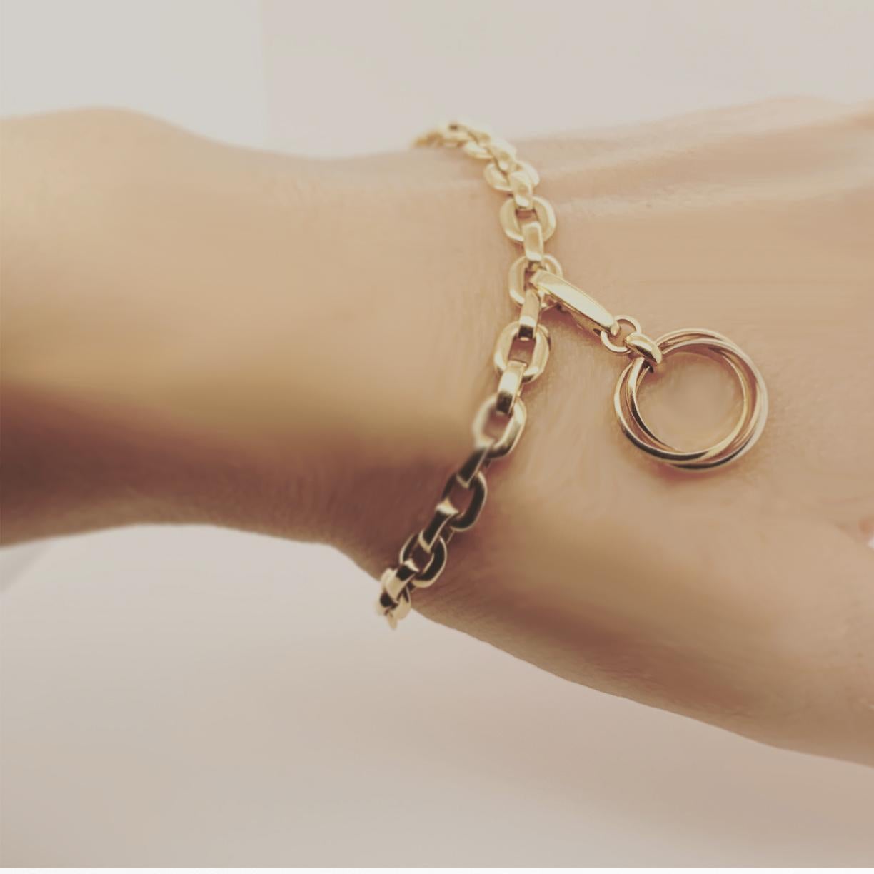 Gold Cartier Trinity Charm Link Bracelet and Charm 3