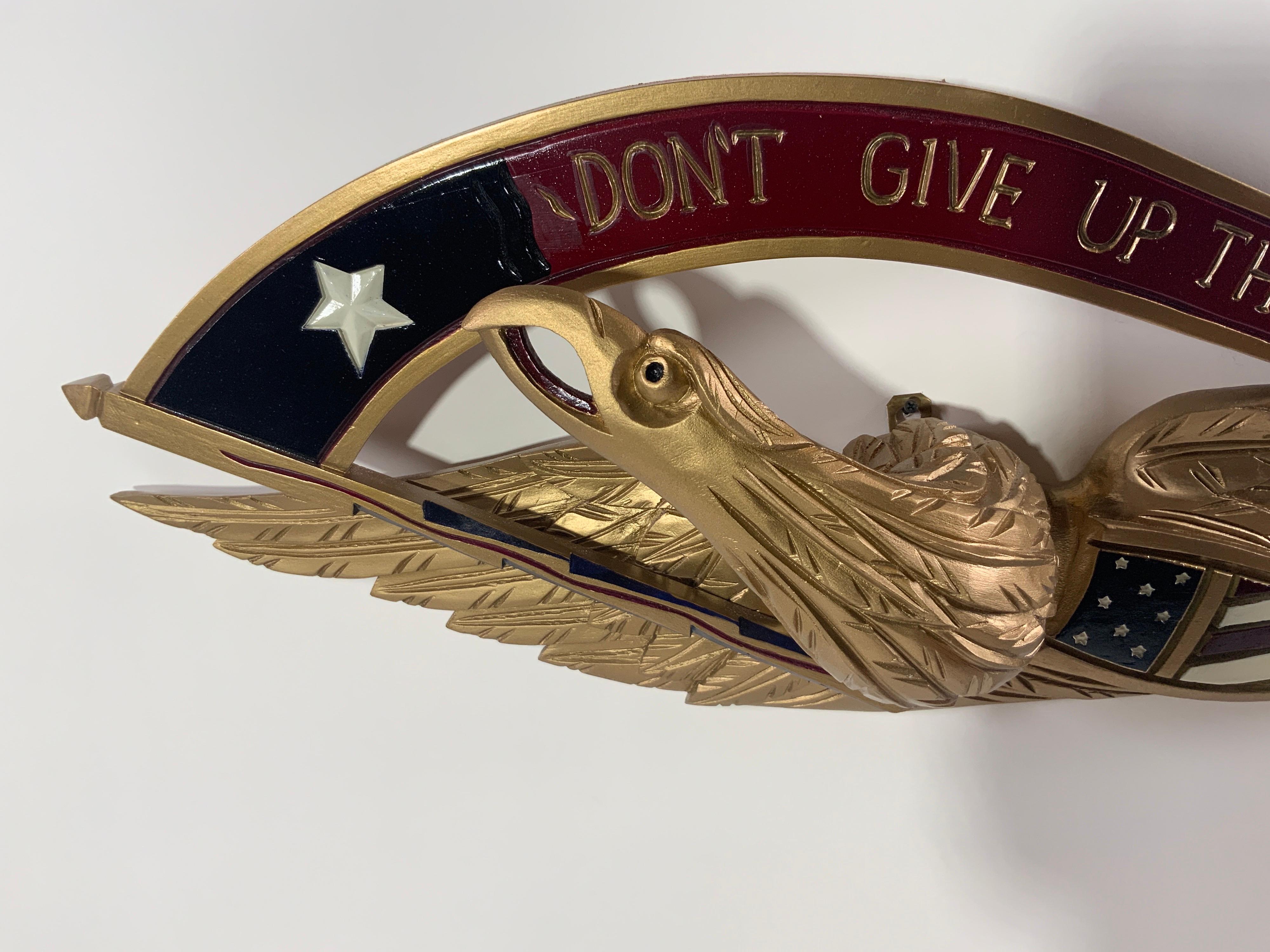 Gold Carved Eagle, Don't Give Up the Ship In Excellent Condition For Sale In Norwell, MA