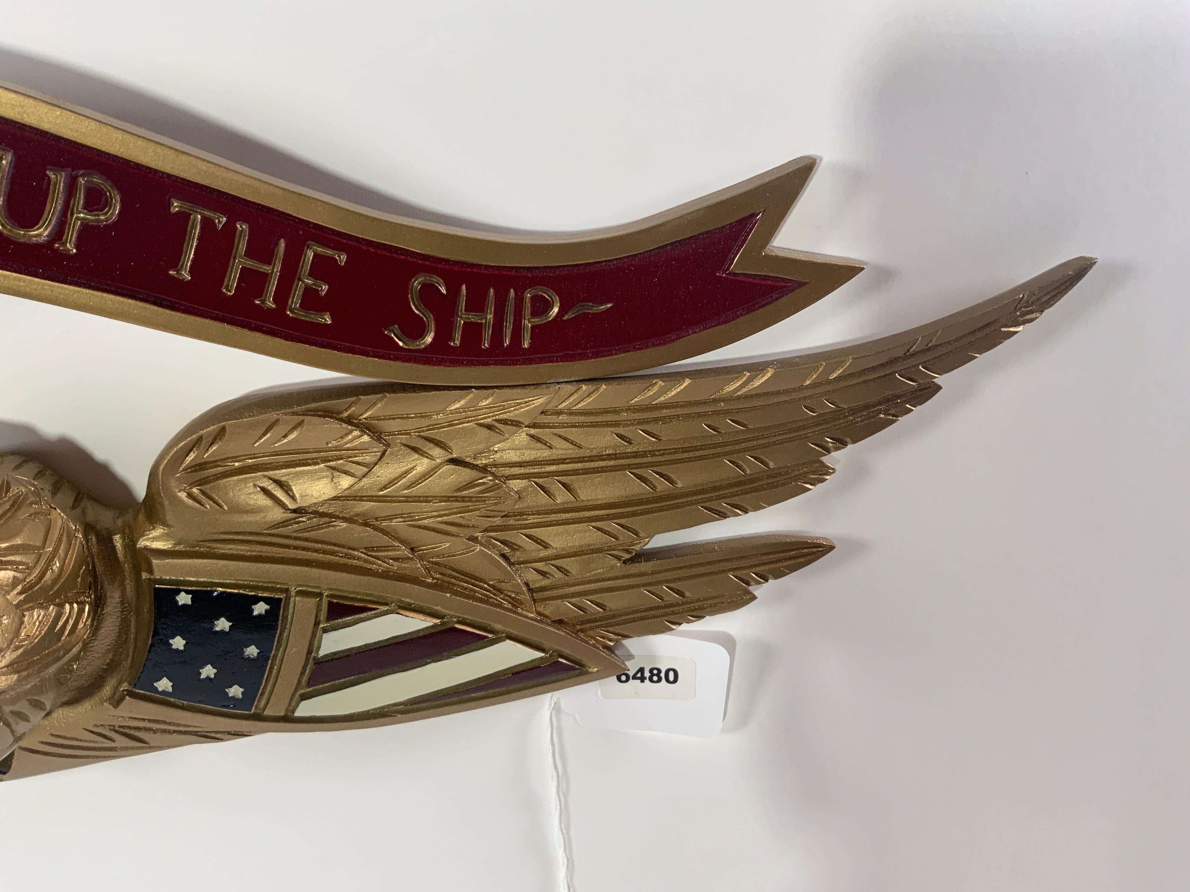 Contemporary Gold Carved Eagle, Don't Give Up the Ship For Sale