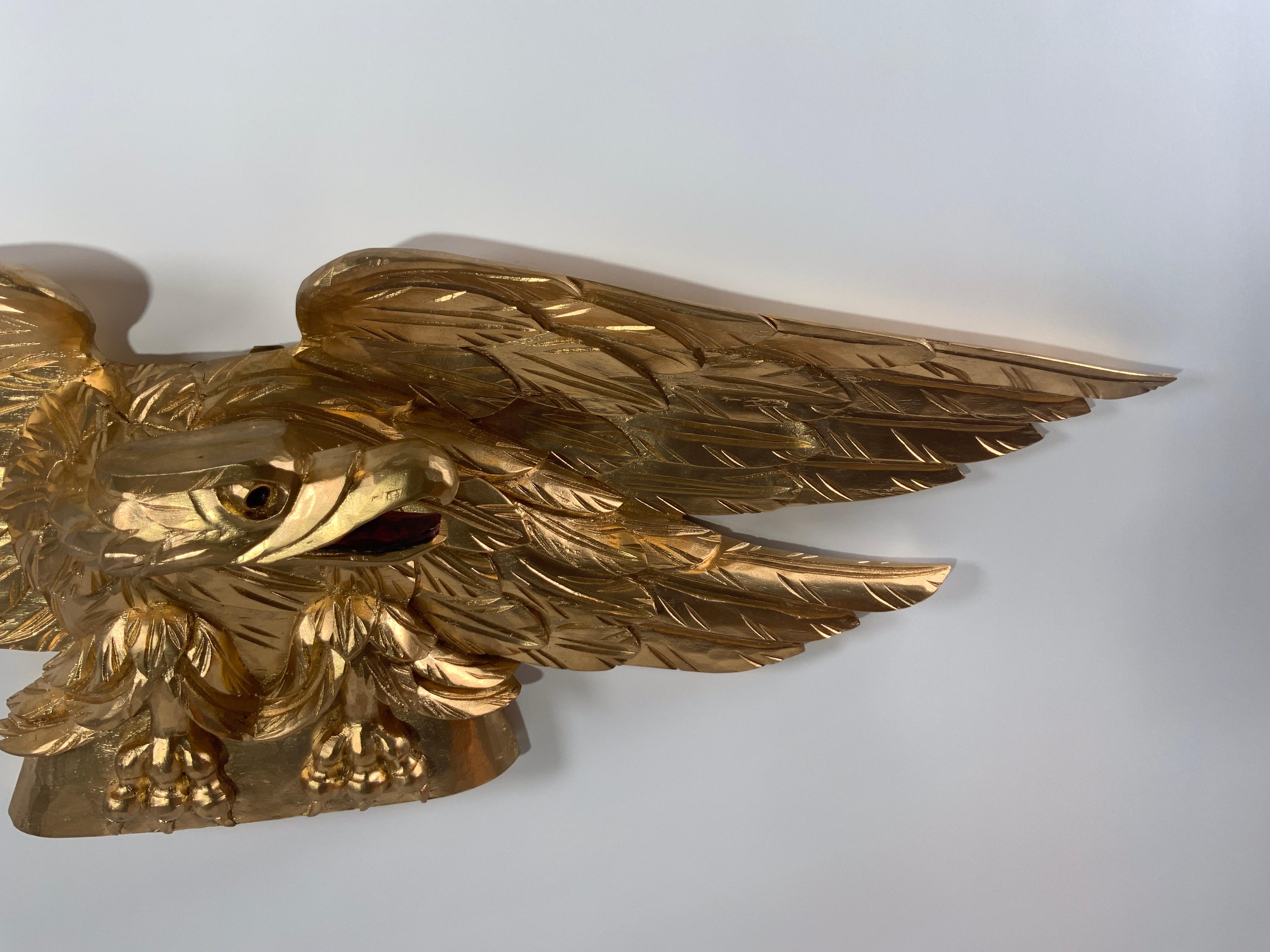 Contemporary Gold Carved Wood American Eagle