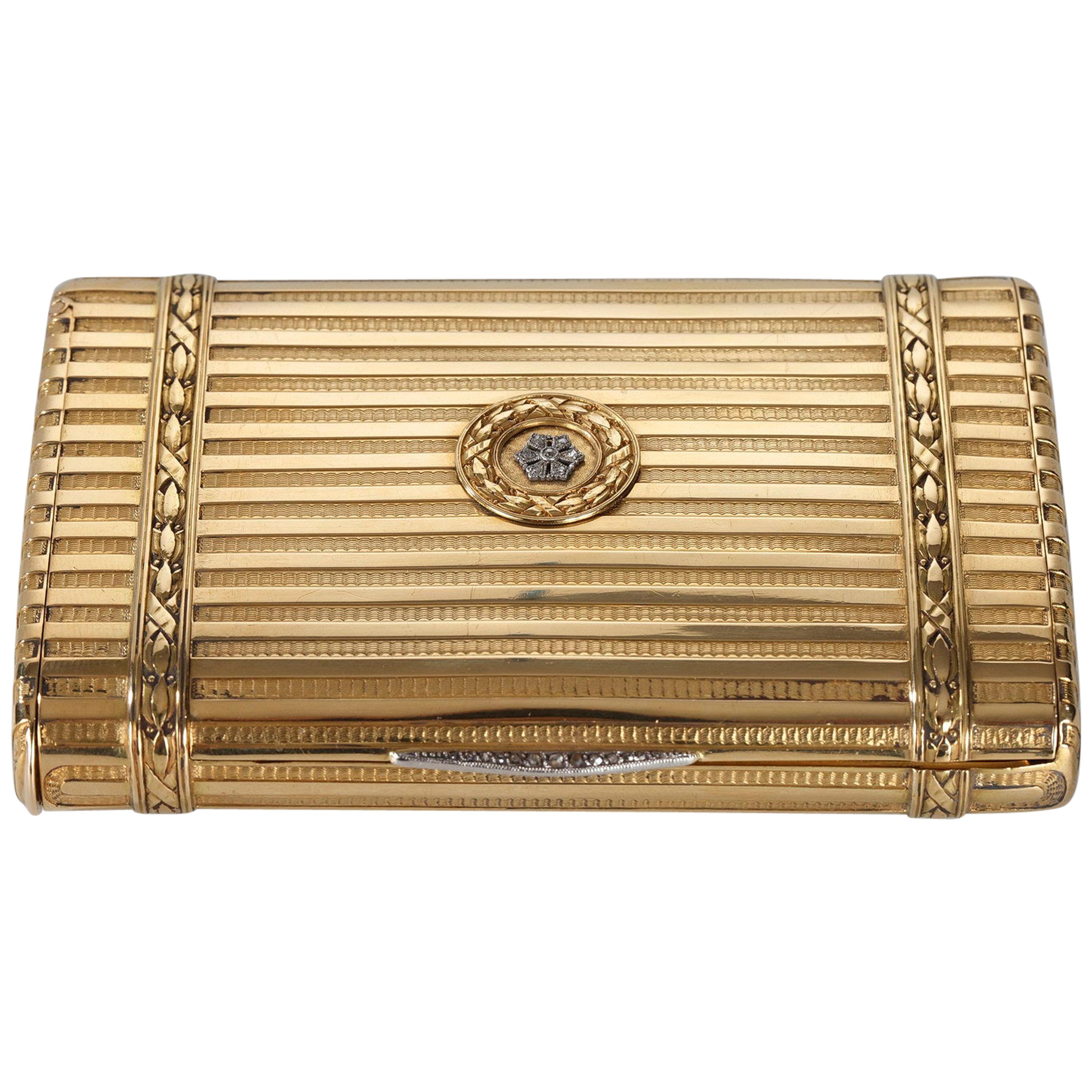 Gold Case with Diamonds, Edouard Husson, Early 20th Century For Sale