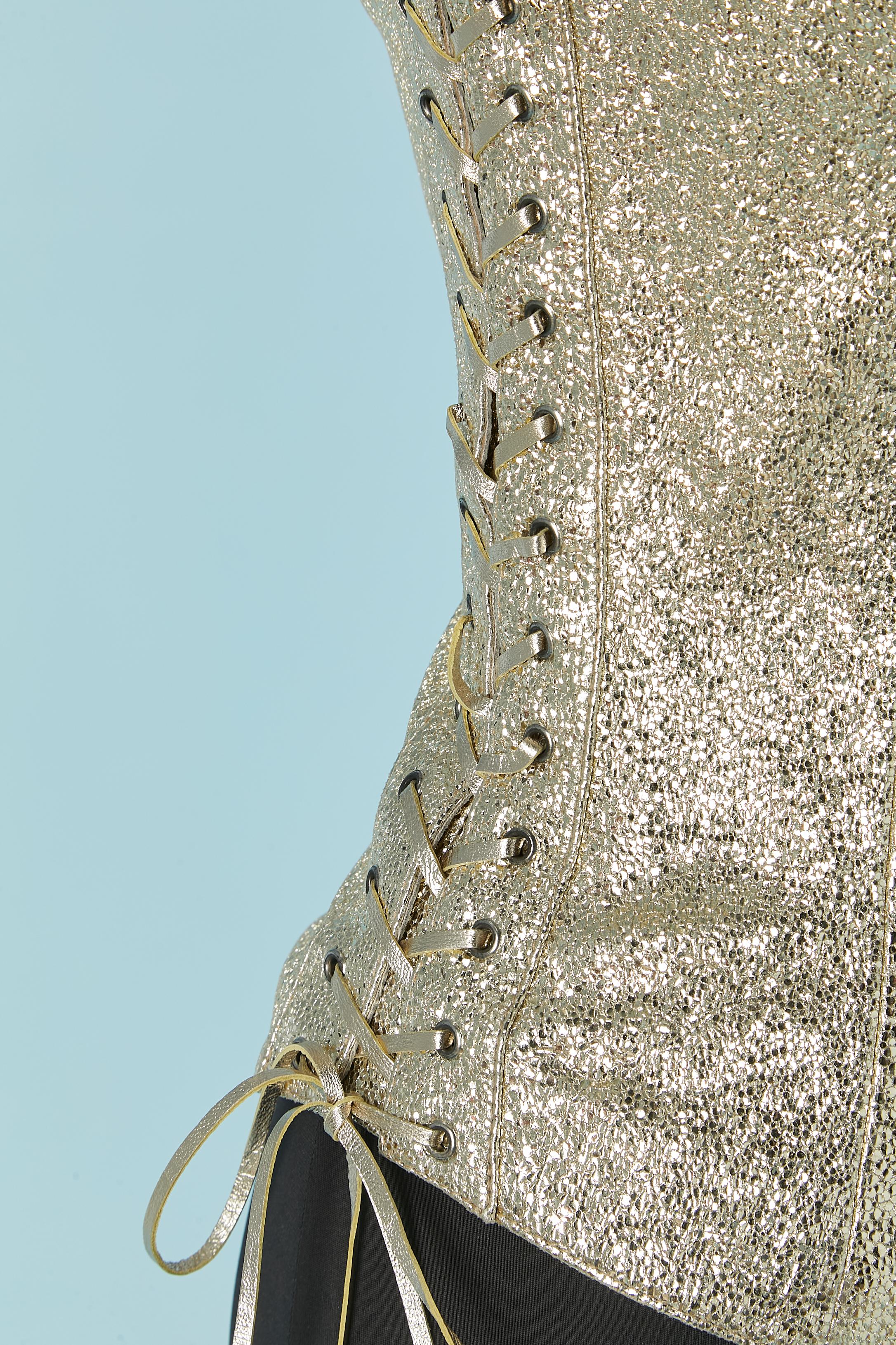 Bustier in pelle caviale oro con lacci laterali JITROIS In condizioni ottime in vendita a Saint-Ouen-Sur-Seine, FR