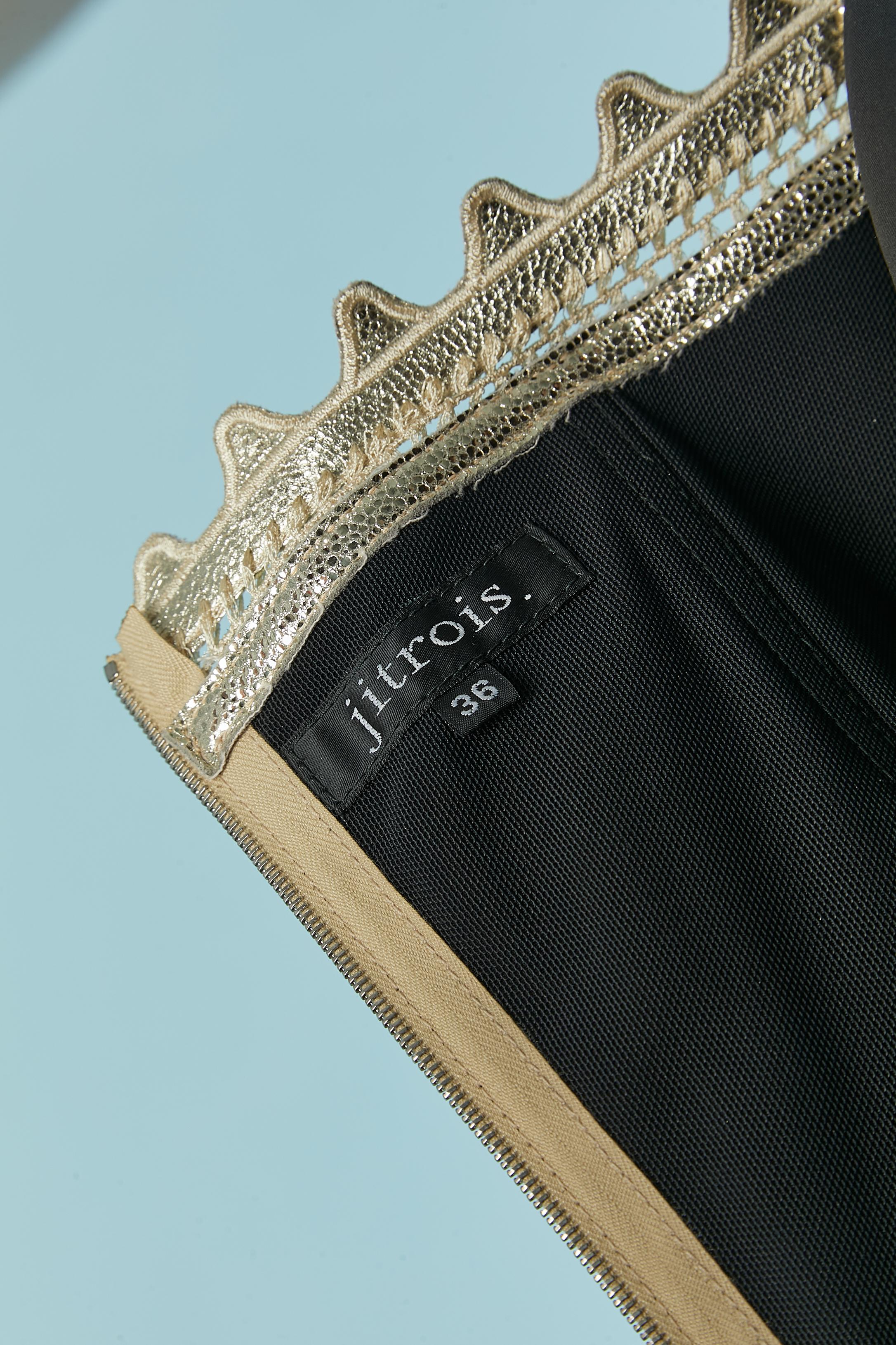 Bustier in pelle caviale oro con lacci laterali JITROIS in vendita 3