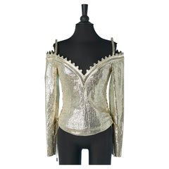 Bustier in pelle caviale oro con lacci laterali JITROIS
