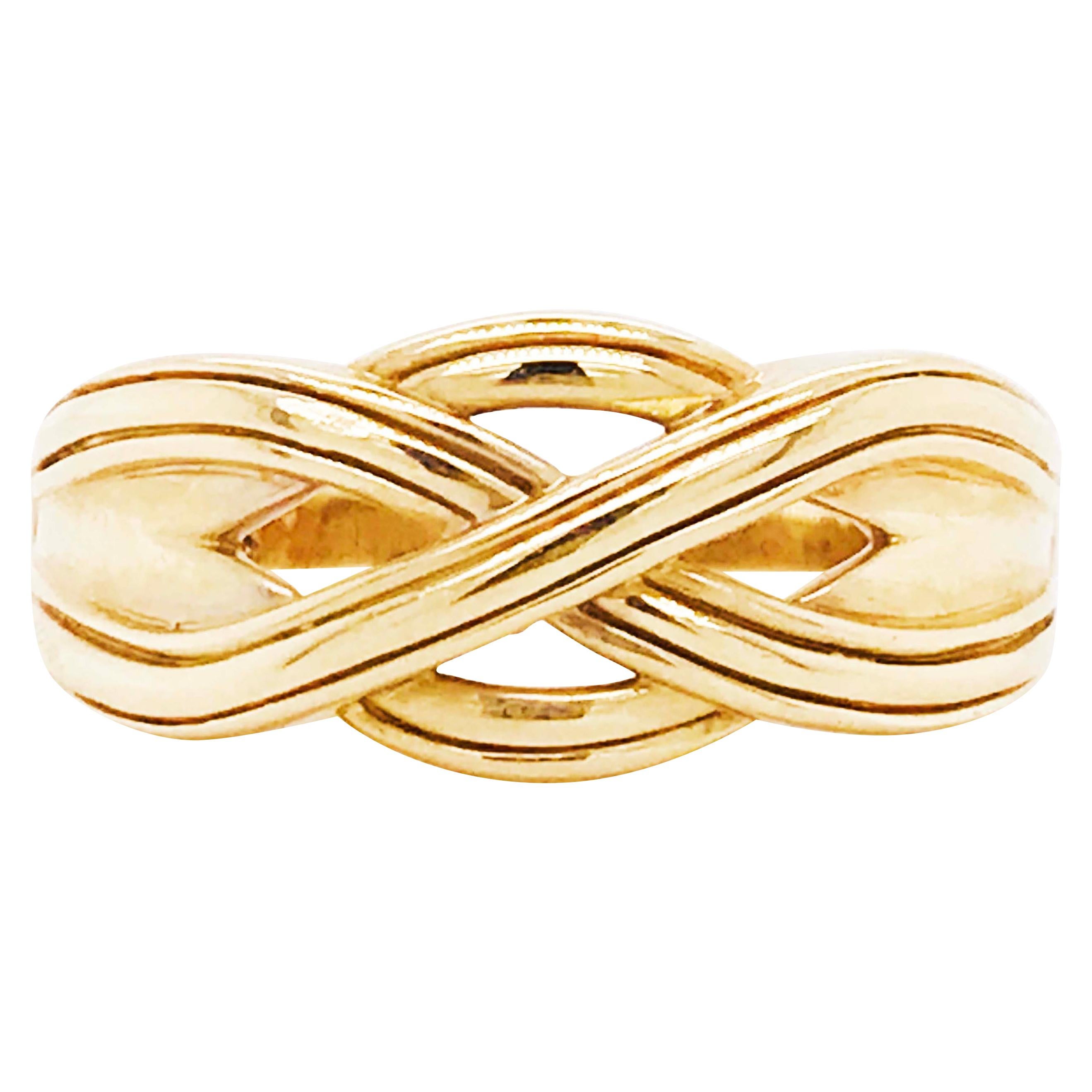 Gold Celtic Knot Men's Ring, 14 Karat Yellow Gold Celtic Trinity Knot Band 6mm
