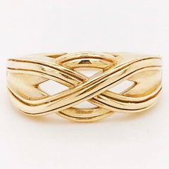 Gold Celtic Knot Men's Ring, 14 Karat Yellow Gold Celtic Trinity Knot Band 6mm