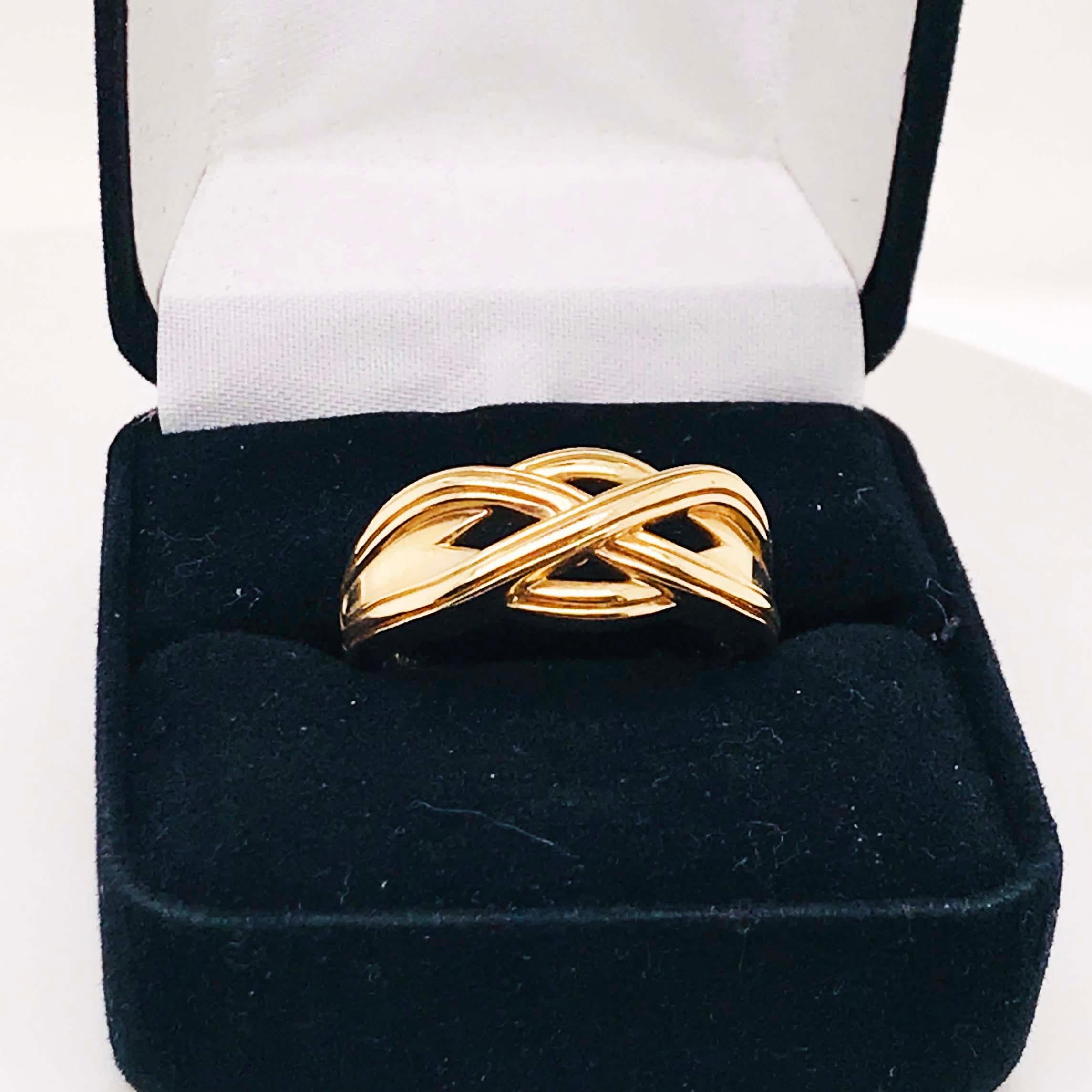 Gold Celtic Knot Men's Ring, 14 Karat Yellow Gold Celtic Trinity Knot Band 6mm 2