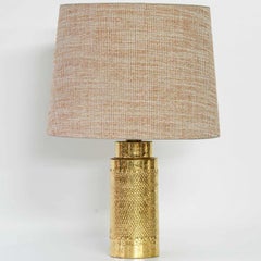 Gold Ceramic Bitossi Lamp, with Custom Made Shade by René Houben