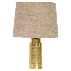 Gold Ceramic Bitossi Lamp, with Custom Made Shade by René Houben