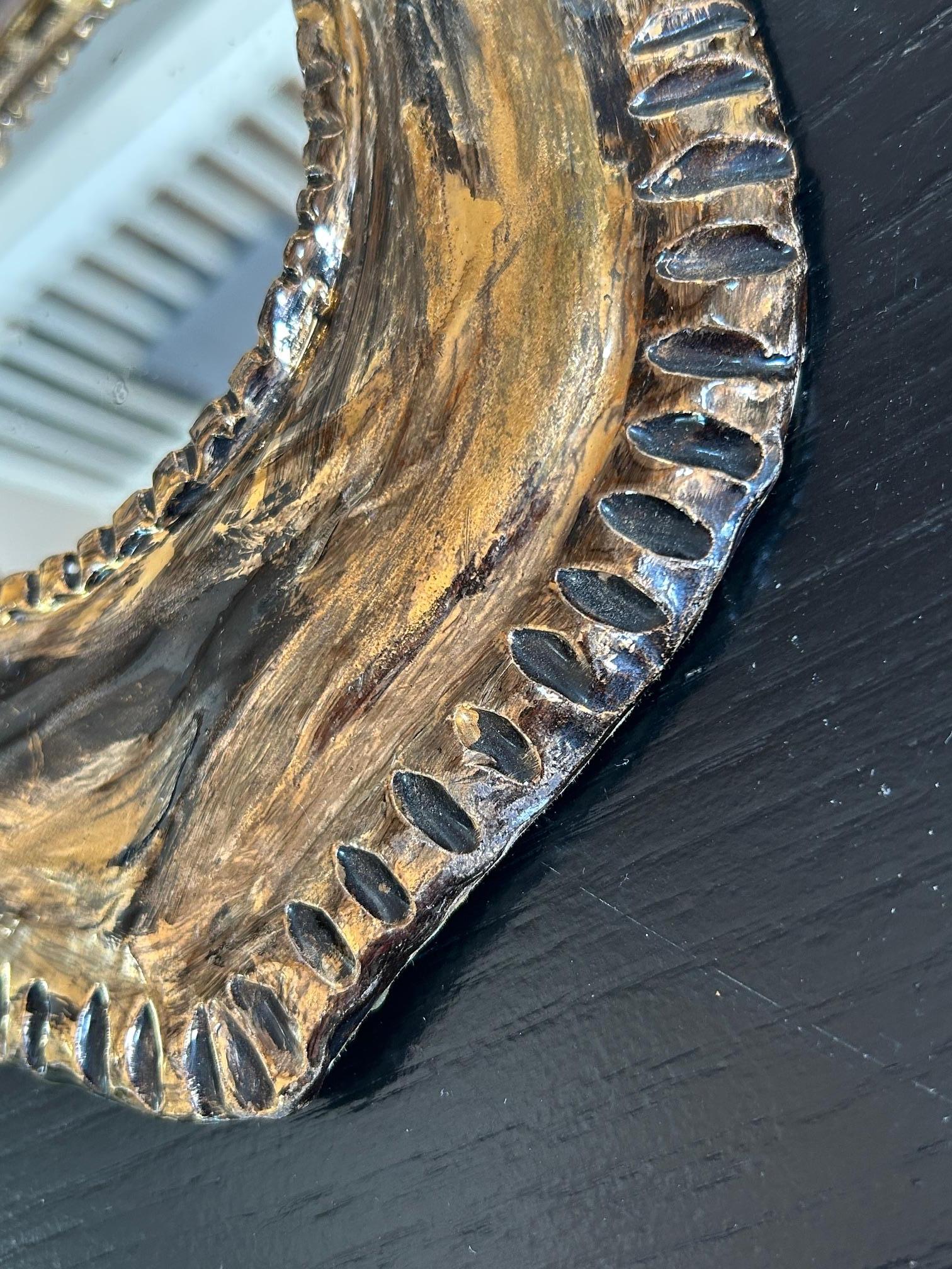 Mid-Century Modern Miroir en céramique dorée à la manière de Mithé Espelt en vente