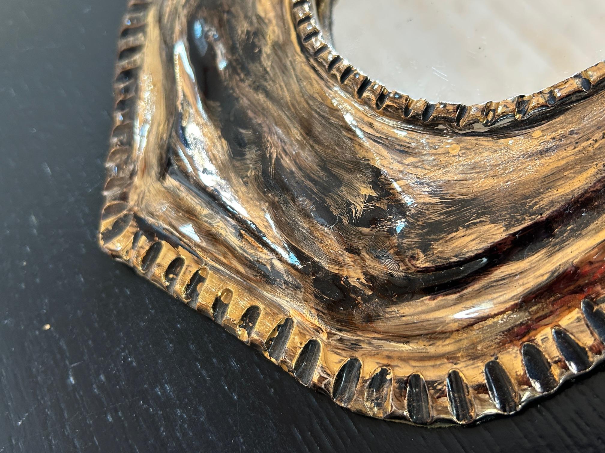 Miroir en céramique dorée à la manière de Mithé Espelt Bon état - En vente à Brooklyn, NY