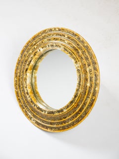 Gold ceramic round mirror