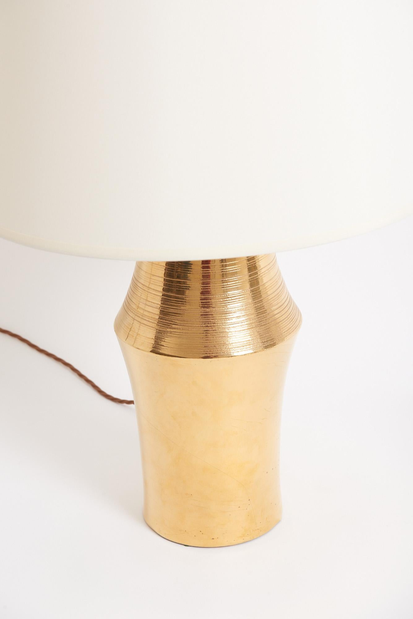Mid-Century Modern Gold Ceramic Table Lamp by Bitossi For Sale