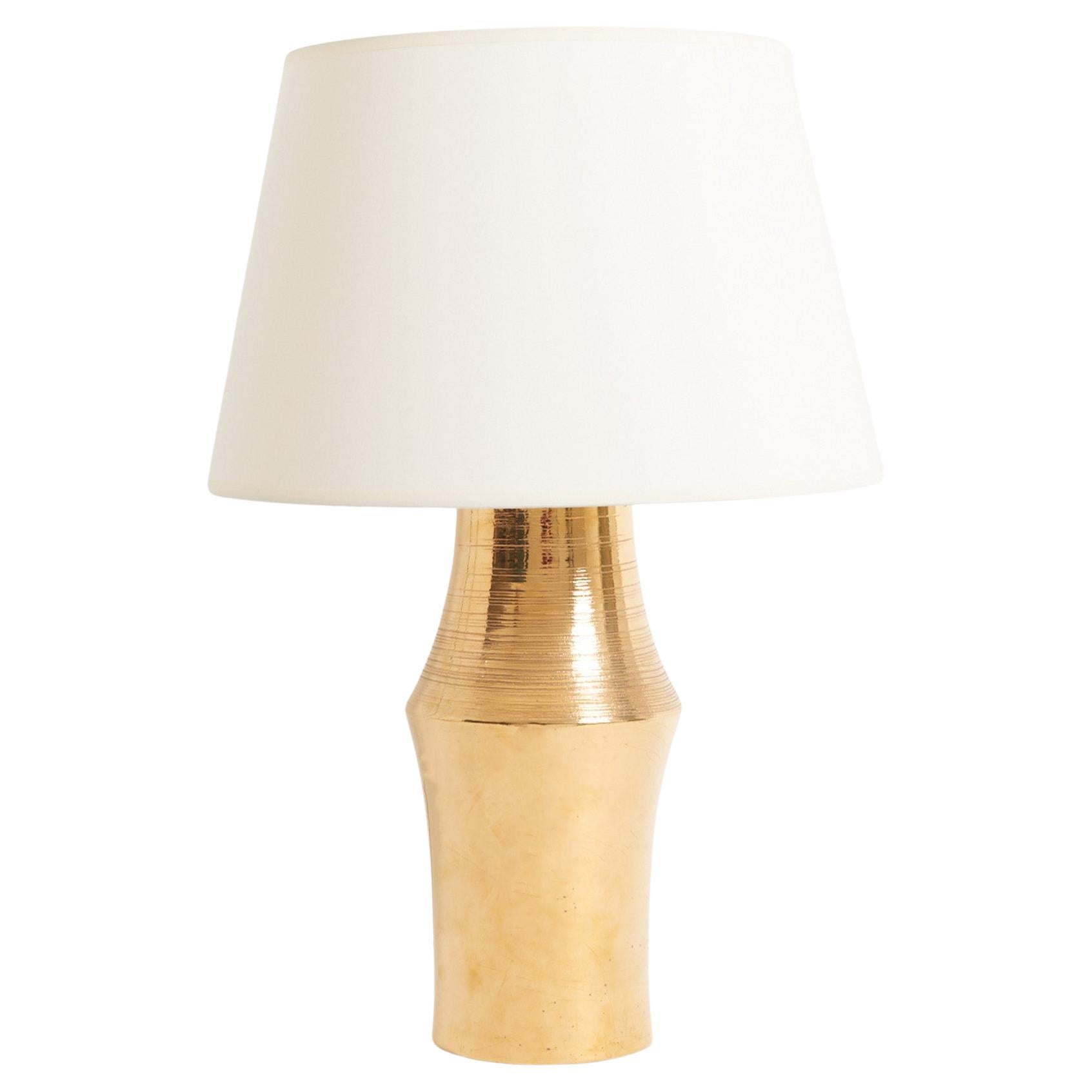 Gold Ceramic Table Lamp by Bitossi For Sale