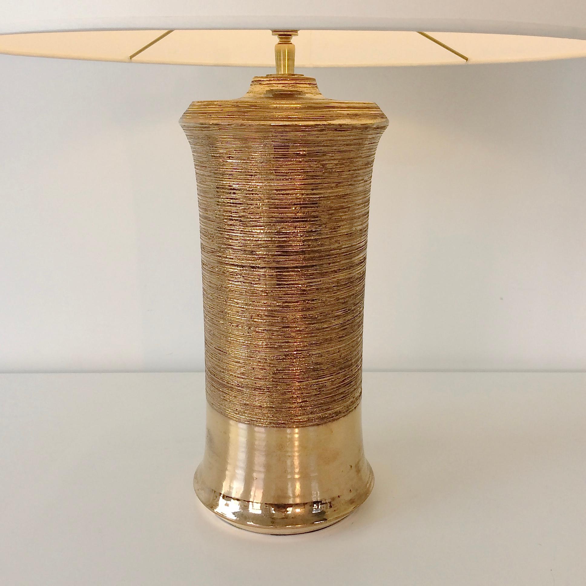 Bitossi Gold Ceramic Table Lamp, circa 1970, Italy 1