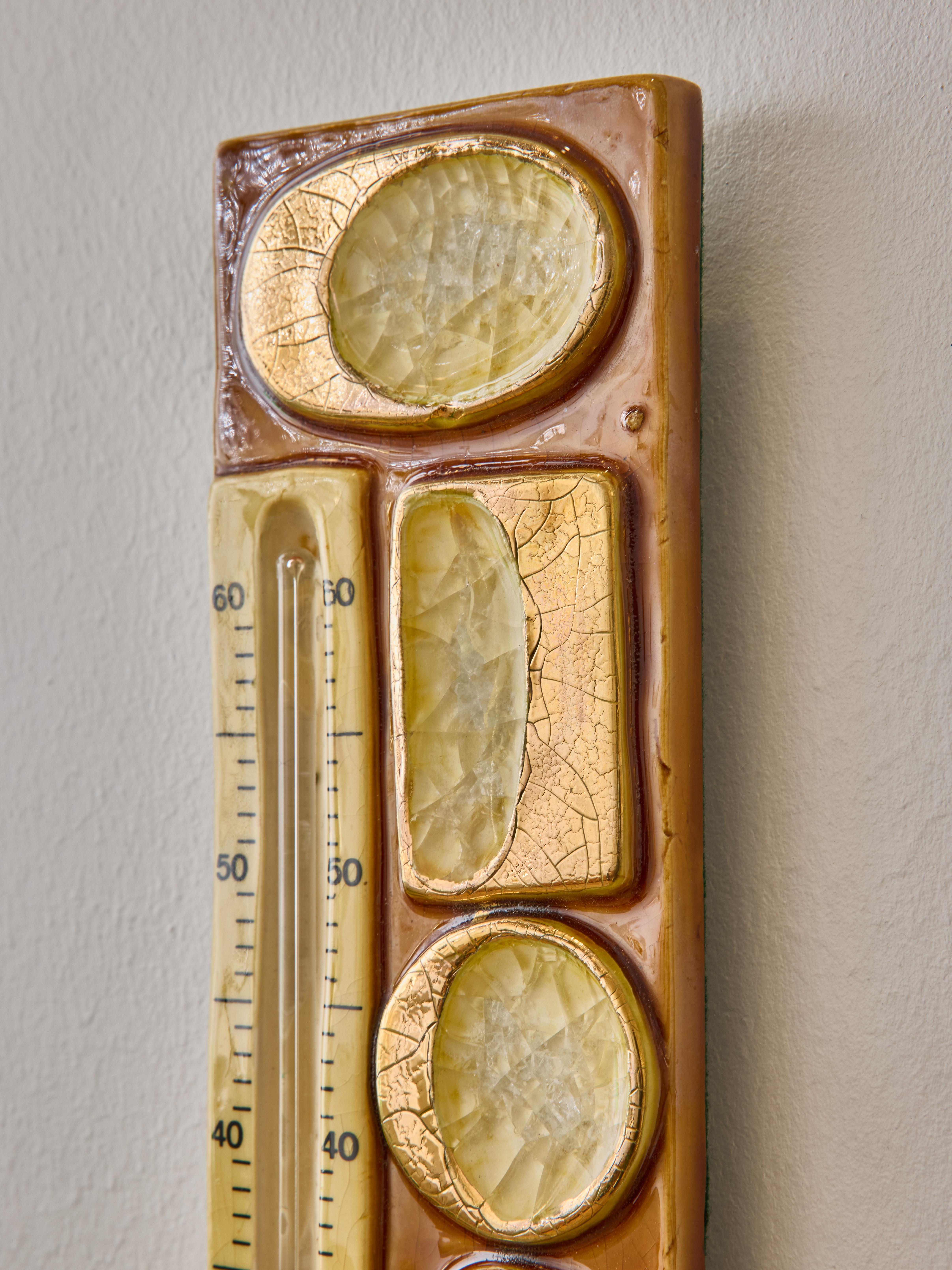 Mid-Century Modern Gold Ceramic Thermometer by Mithé Espelte For Sale