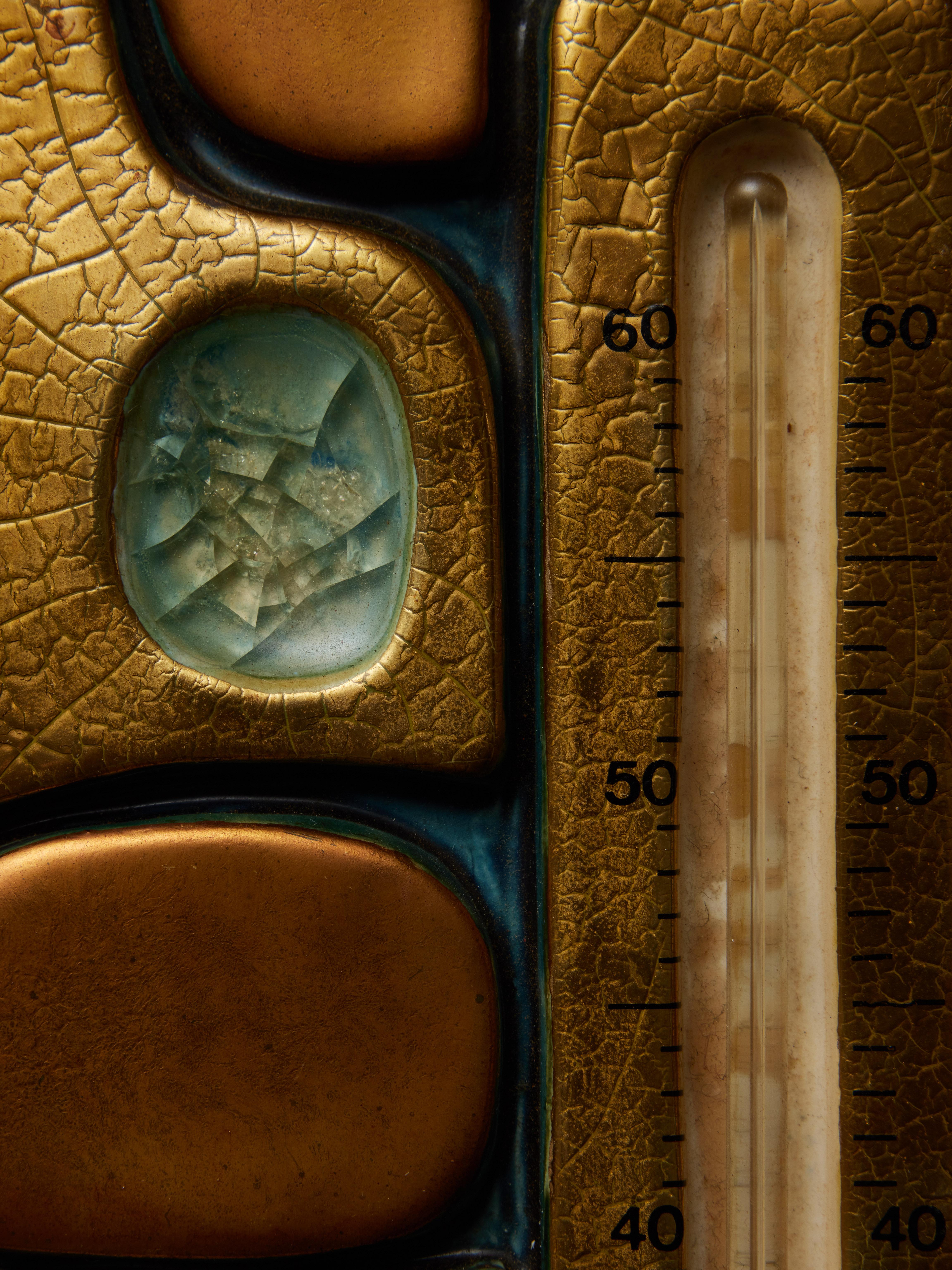Mid-Century Modern Thermomètre en céramique dorée par Mithé Espelte