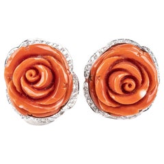 Gold, Cerasuolo Coral and Diamonds Earrings