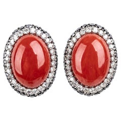 Gold, Cerasuolo Coral and Diamonds Earrings