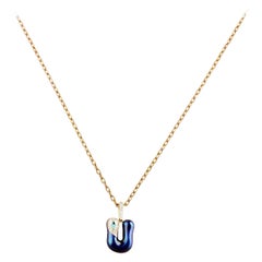 Gold Chain 14k Evil Eye Diamond Necklace U Initial Handmade Letter Charm Pendant