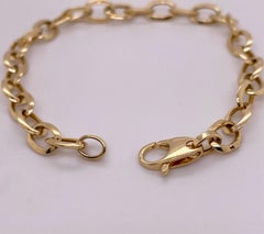 Gold Chain Bracelet, 14 Karat Yellow Gold Wide Cable Chain Bracelet