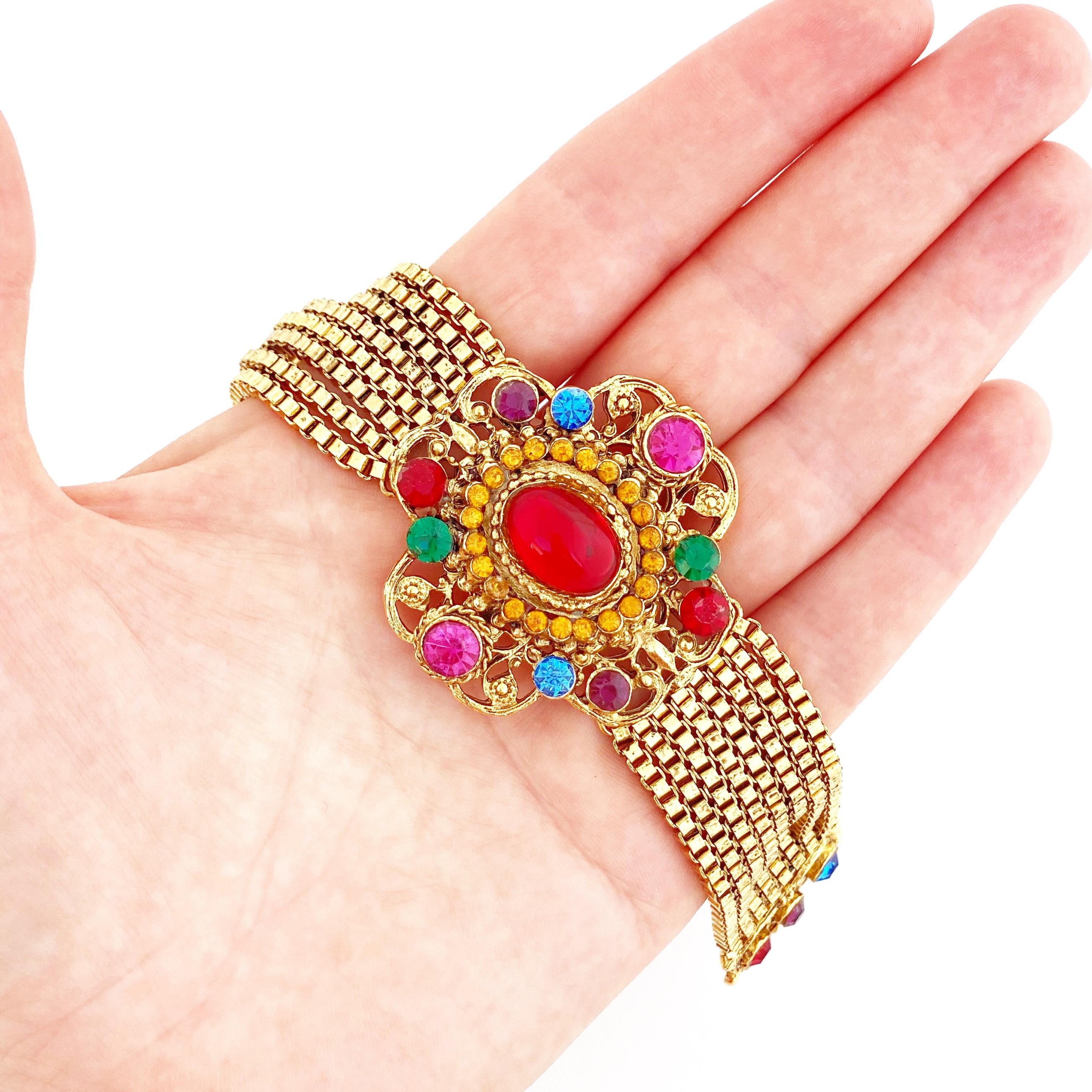 Modern Gold Chain Mughal Style Medallion Bracelet By Blythe & Blythe, 1970s For Sale