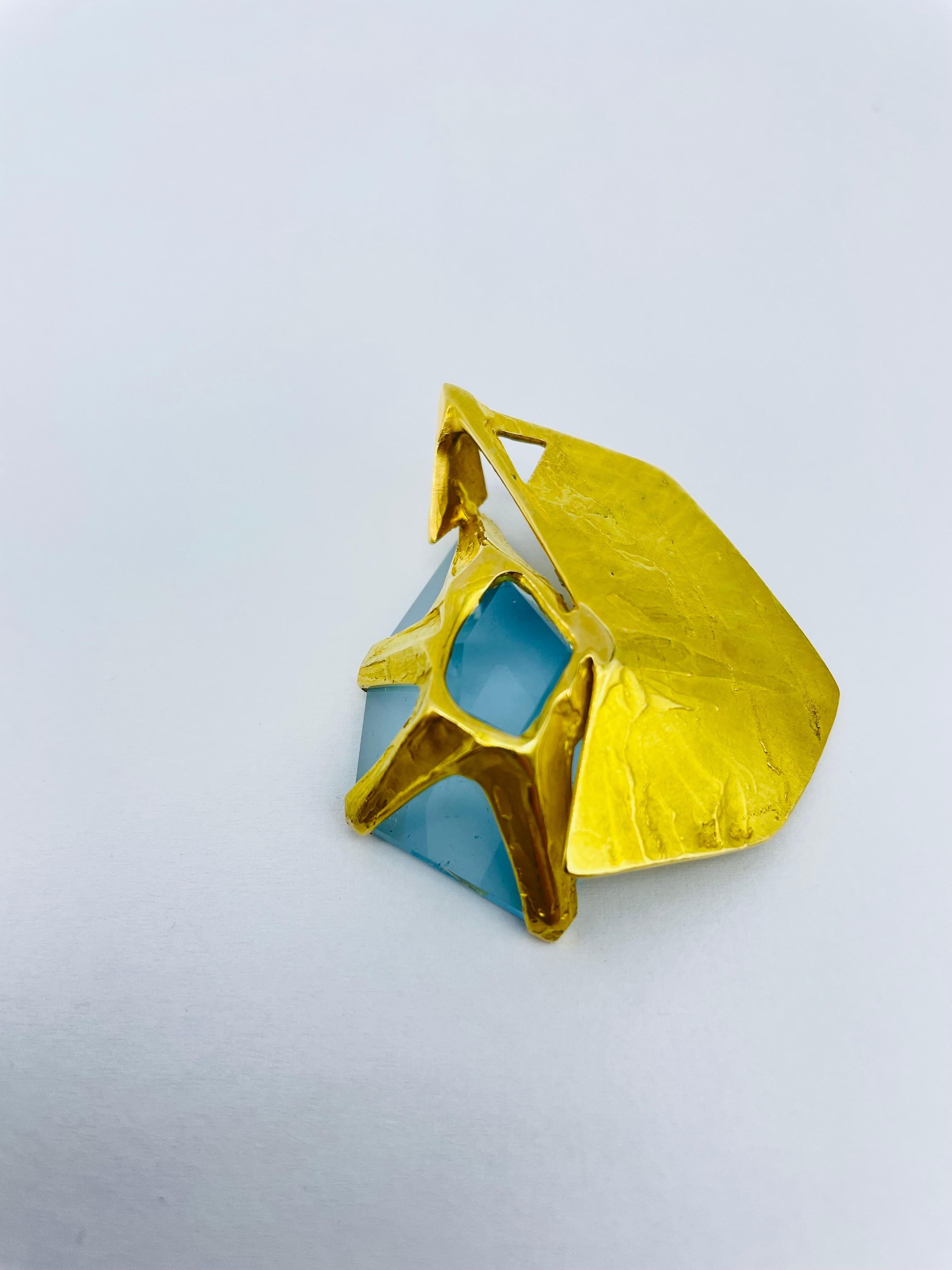 Pendentif en or avec topaze bleue Wurzbacher en vente 6