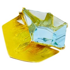Gold Chain Pendant with blue topaz , Wurzbacher